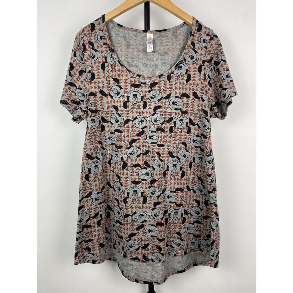 Lularoe Gray Disney‎ Minnie Mouse All Over Print Short Sleeve Swing T-Shirt Sz S